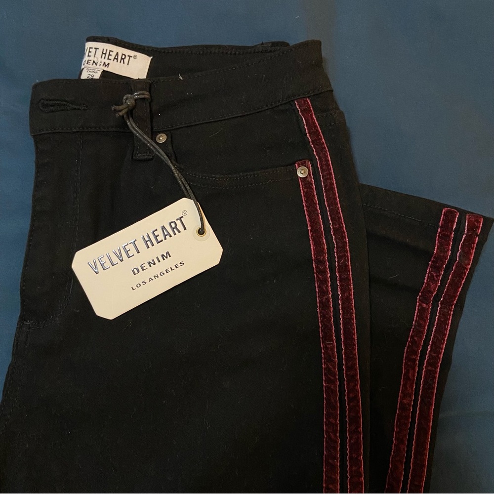 NWT Black Jeans with Red Side Stripe